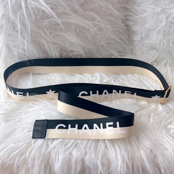 Chanel Belt & Purse Strap Vintage Two Tone Canvas Star Adjustable - Picture 2 of 8